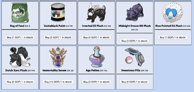 Good deed point shop with items in it.